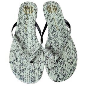 37.5 House of Harlow 1960 Colton Snake embossed Leather Flip Flop  Sanda…​